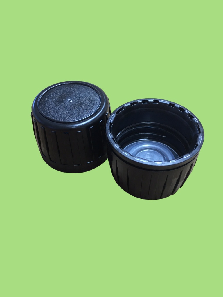 Draaistop 28mm zwart glas verzegelbaar 100st/pack