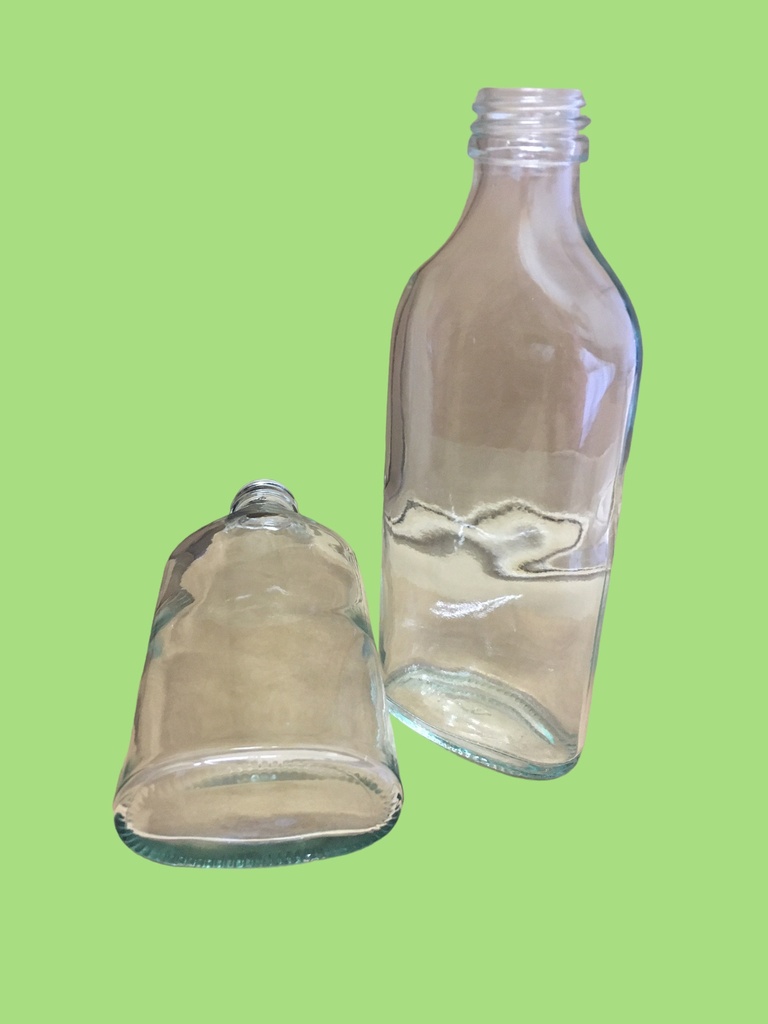 Fles glas 28mm siroop ovaal clear 200ml 44st/pack