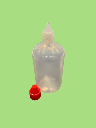 [LDP250-15] Fles plastic 22mm LDPE incl puntdop en inzet 250ml 15st/pack