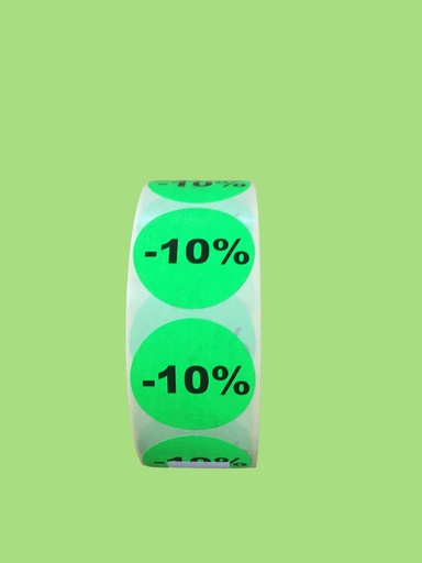 [PROMO10] Promolabels -10% fluo groen 1.000/rol antidiefstal