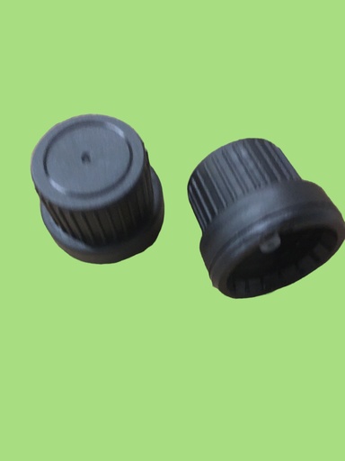 [DZWVZ18-100] Draaistop 18mm druppelteller 0.8 zwart verzegelbaar 100st/pack 