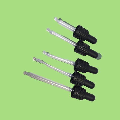[DRPVZ1815-25] Druppelpipet 18mm TPE verzegelbaar zwart 10ml/15ml 60mm 25st/pack